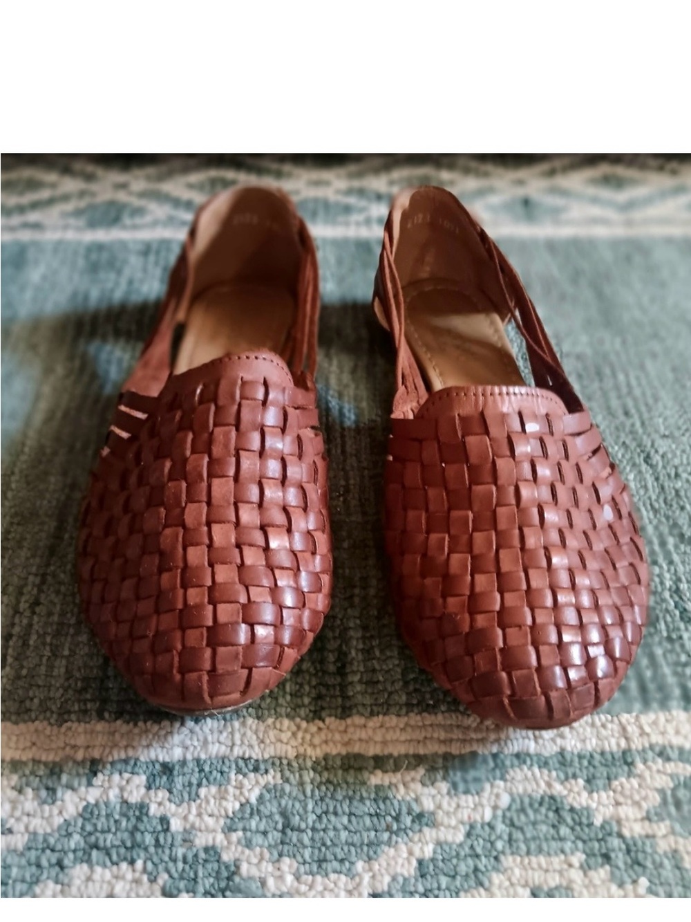MEXICANA Woven Leather Flats in Cognac Brown